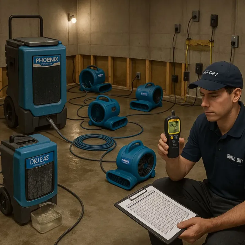 Structural Drying and Dehumidification process in Clarksville, IN